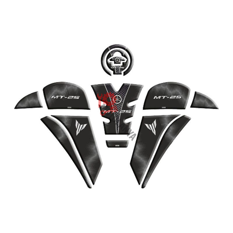 YAMAHA MT25 2020 - 2024 UYUMLU TANK PAD SET ''SİYAH/GRİ'' 006