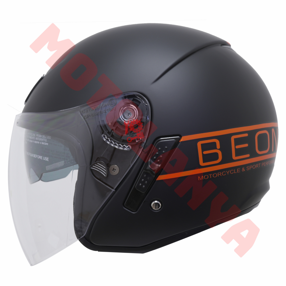 BEON-ÇENESİZ VİZÖRLÜ YAZLIK KASK [B217] [MAT SİYAH - TURUNCU] [M]