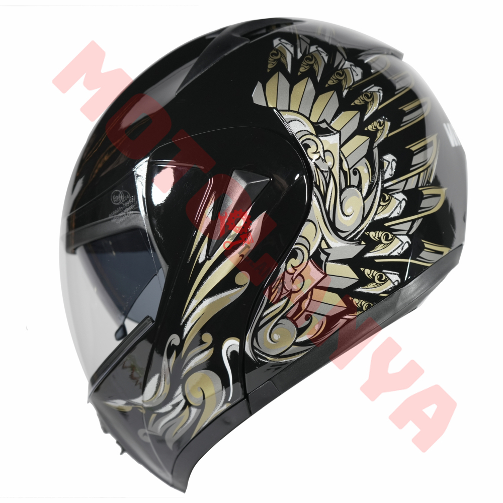 VRT - ÇENE AÇILIR VİZÖRLÜ KASK [MD-808] [SİYAH - GOLD] [L]