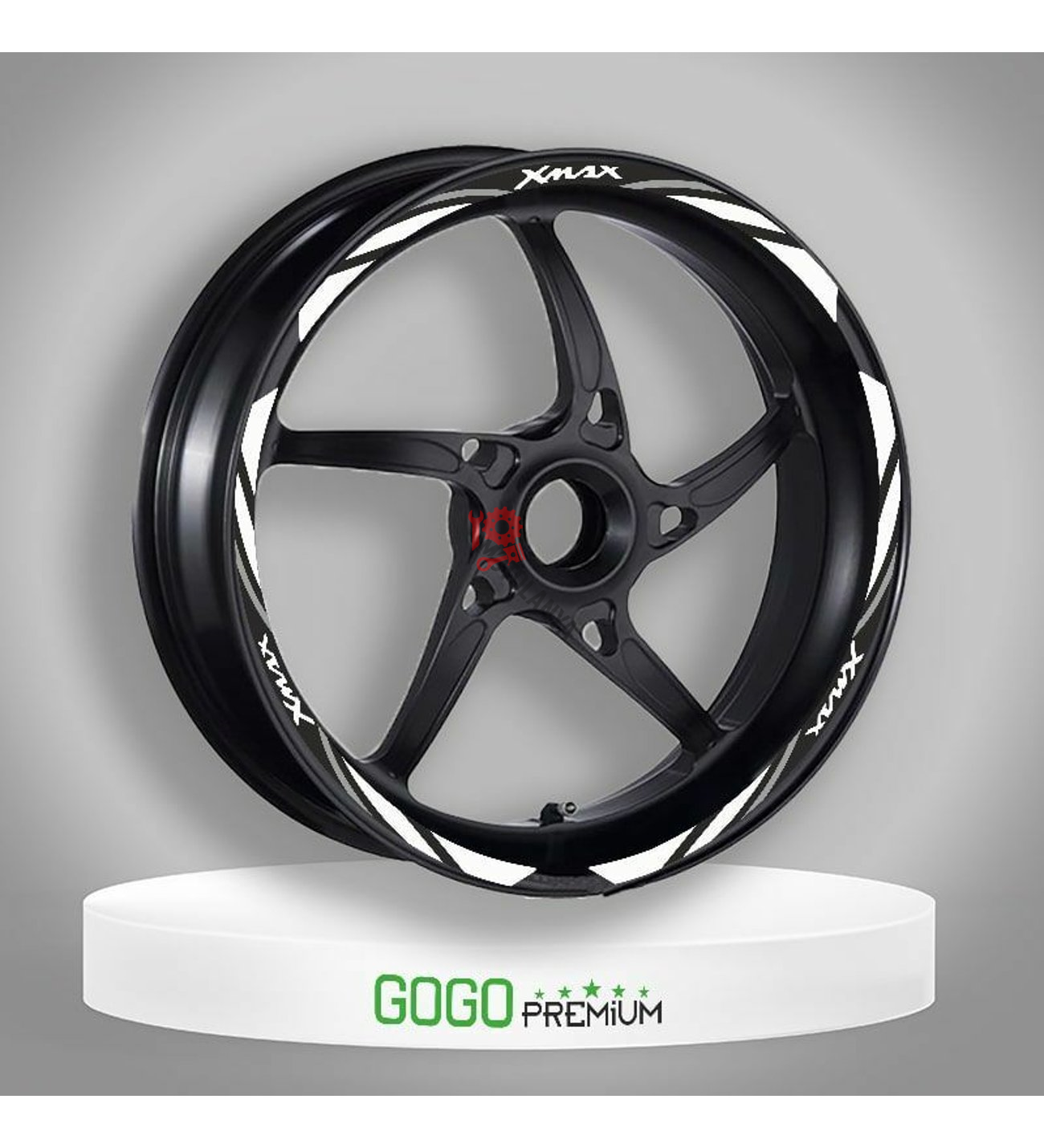 BEYAZ REFLEKTÖR BASKI YAMAHA XMAX UYUMLU 1 SET JANT ŞERİDİ