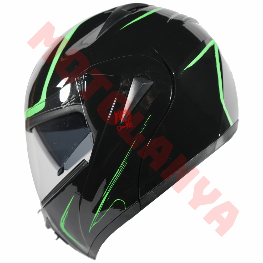 VRT - ÇENE AÇILIR VİZÖRLÜ KASK [MD-808] [SİYAH - YEŞİL] [M]