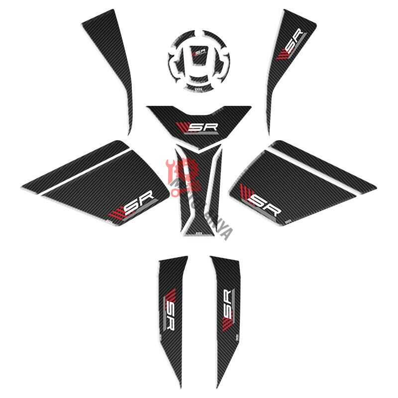 CF MOTO 450 SR 2023 - 2024 UYUMLU FULL TANK PAD SET ''KIRMIZI/SİYAH'' 002 ''12 PARÇA''