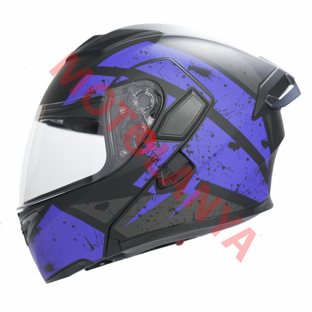 KC-ÇENE AÇILIR VİZÖRLÜ KASK [KC902B] SİYAH - MAVİ [M]