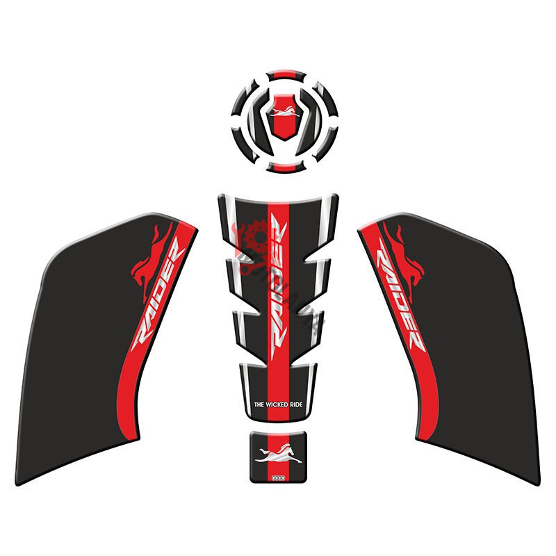TVS RAIDER 125 2023 - 2024 UYUMLU TANK PAD SET ''KIRMIZI/SİYAH'' 006