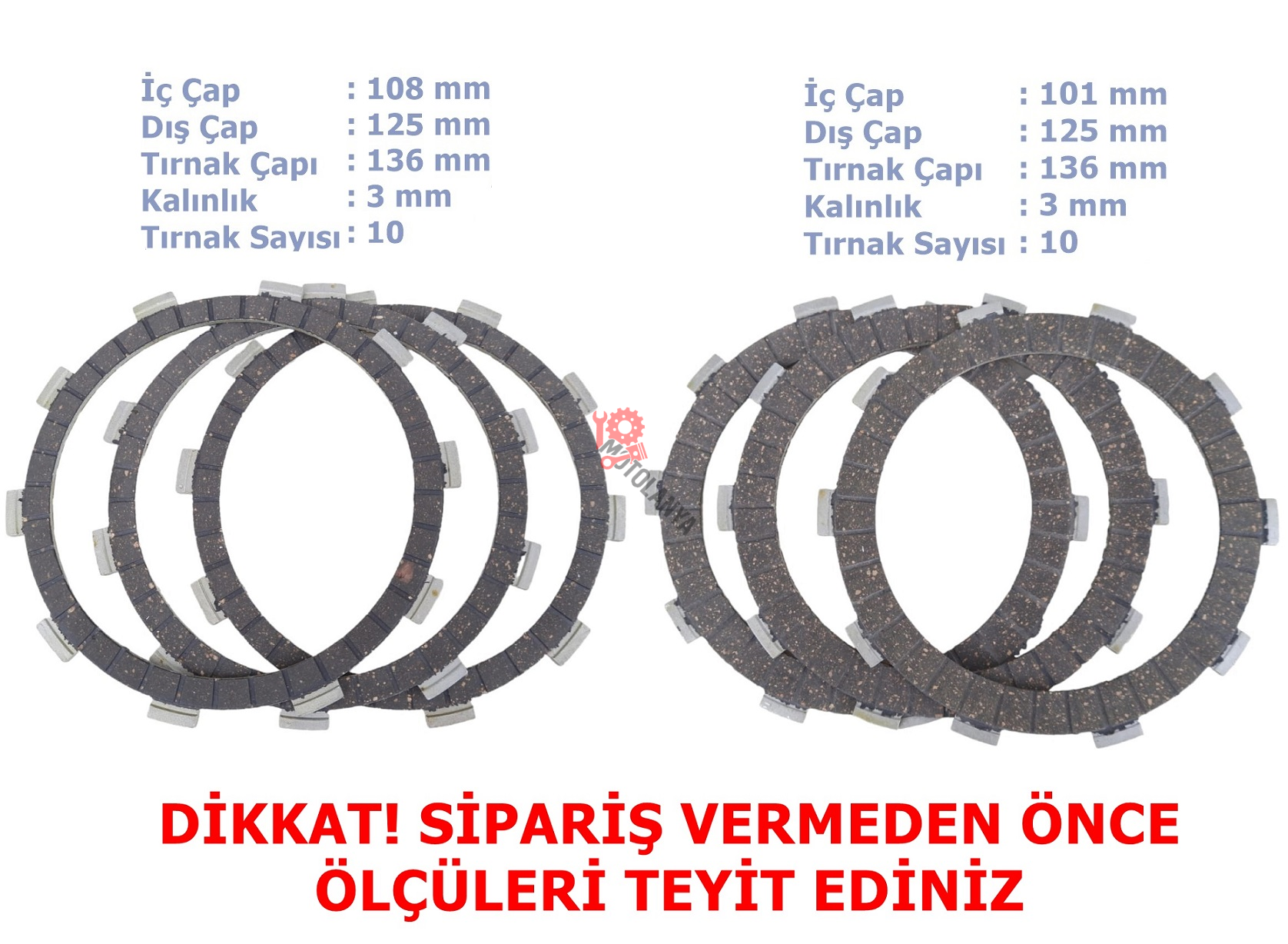 CF NK250 SR250 SR450 DEBRİYAJ BALATASI - 3+3 E5 (2022-....) 10T 101/108-125-135 mm