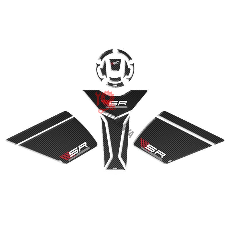 CF MOTO 450 SR 2023 - 2024 UYUMLU TANK PAD SET ''KIRMIZI/SİYAH'' 002 ''8 PARÇA''