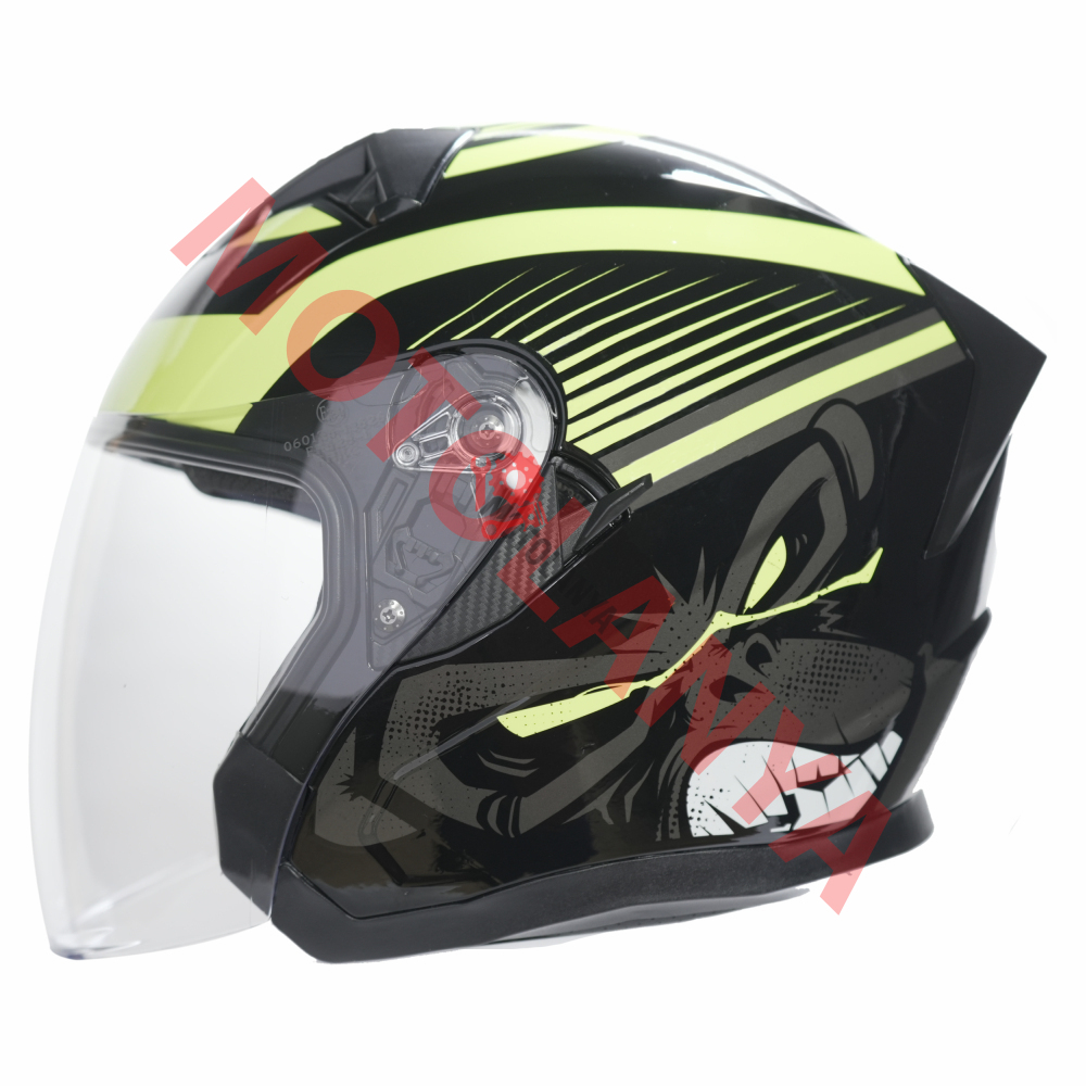 KC-ÇENESİZ VİZÖRLÜ YAZLIK KASK [KC528-1] SİYAH - NEON YEŞİL [XL] E BELGELİ