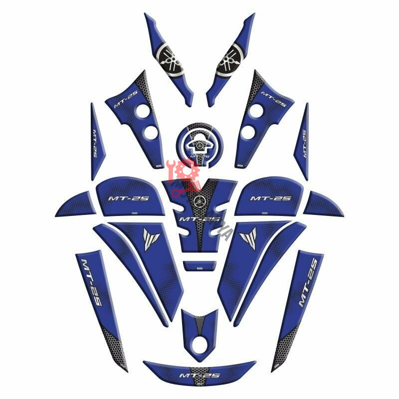 YAMAHA MT25 2020 - 2024 UYUMLU FULL TANK PAD SET ''MAVİ/SİYAH'' 005 ''21 PARÇA''