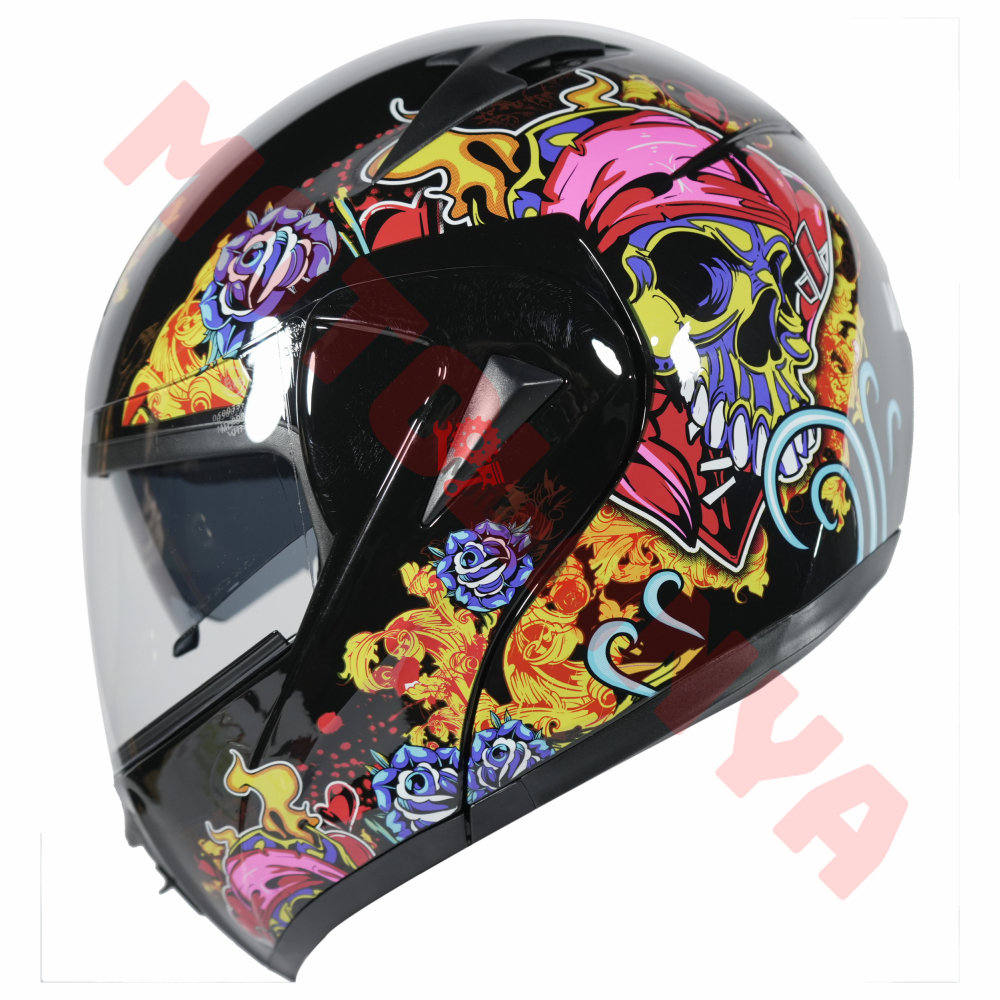 VRT - ÇENE AÇILIR VİZÖRLÜ KASK [MD-808] [KURU KAFA - ATEŞ] [S]