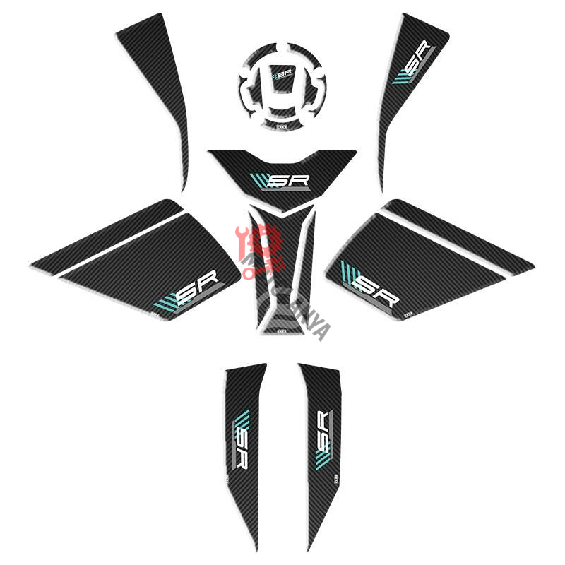 CF MOTO 450 SR 2023 - 2024 UYUMLU FULL TANK PAD SET ''TURKUAZ/SİYAH'' 001 ''12 PARÇA''