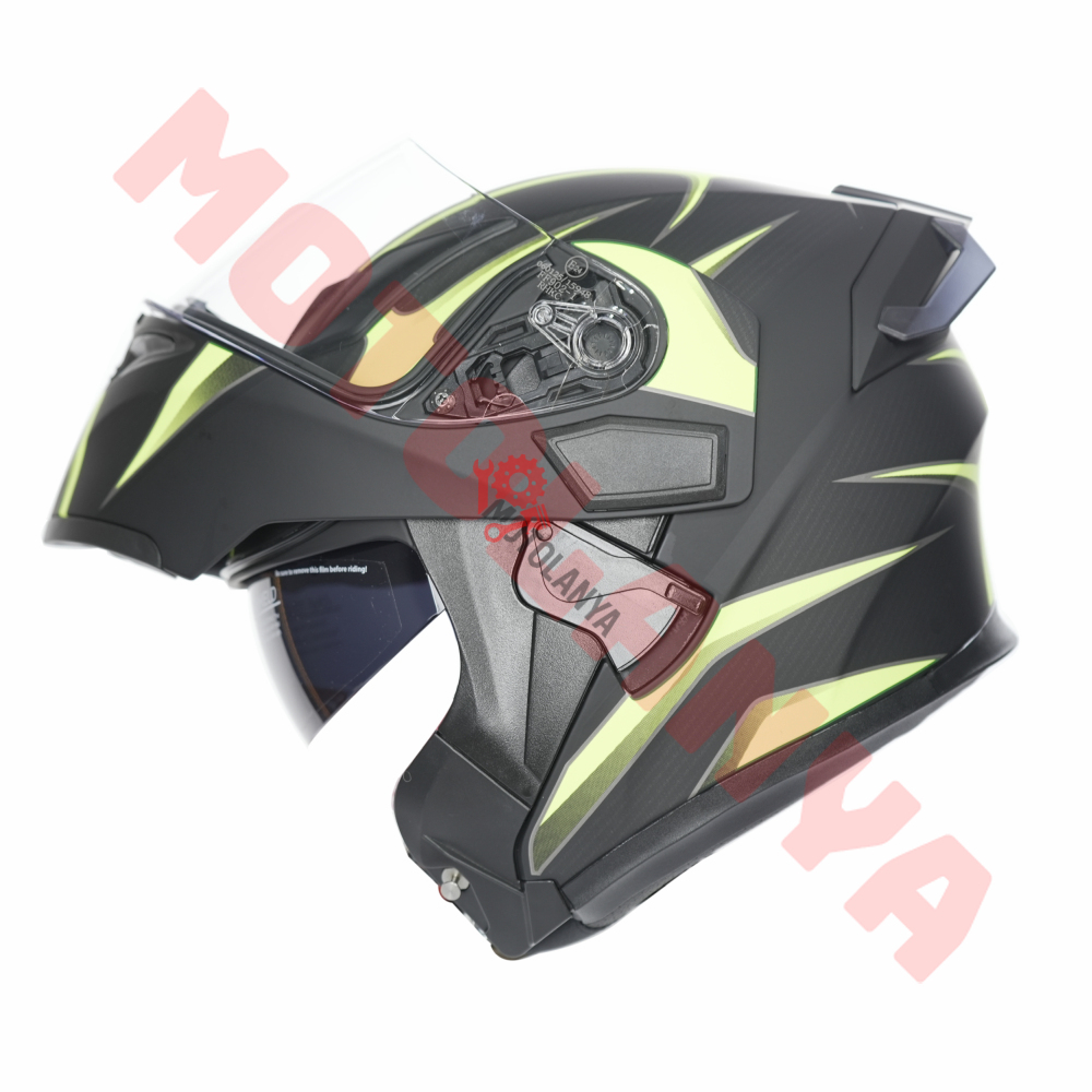 KC-ÇENE AÇILIR VİZÖRLÜ KASK [KC902B] MAT SİYAH - NEON YEŞİL [S]