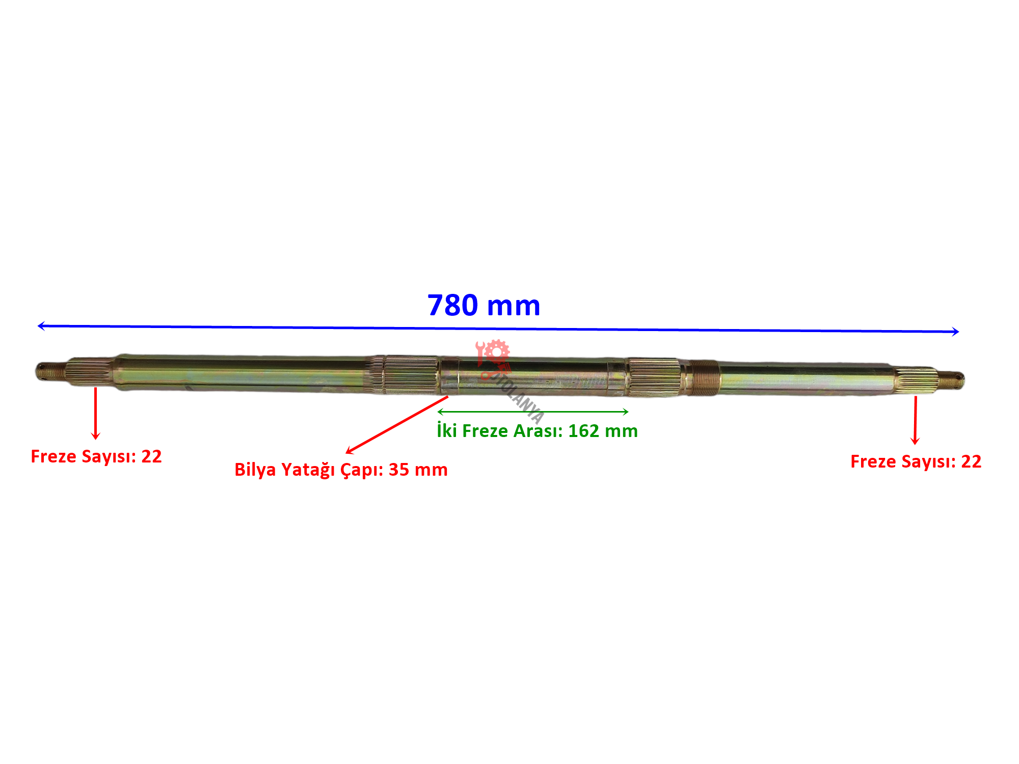 ATV AKS MİLİ VİP TRACK ''780mm'' BİLYA YATAĞI ''35mm'' TEK YİVLİ 22 FREZE