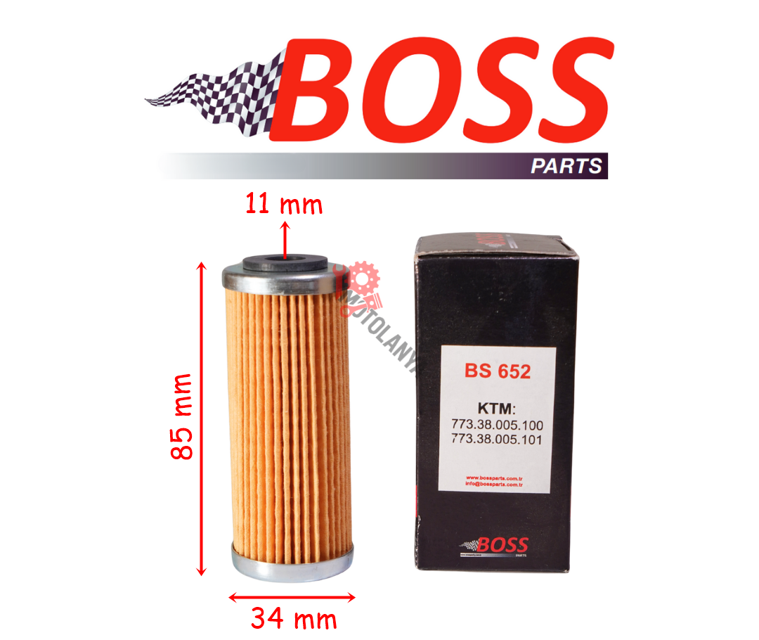 KTM EXC 250-350-450 - YAĞ FİLTRESİ ''BOSS'' BS652 ''33-87-11 mm''