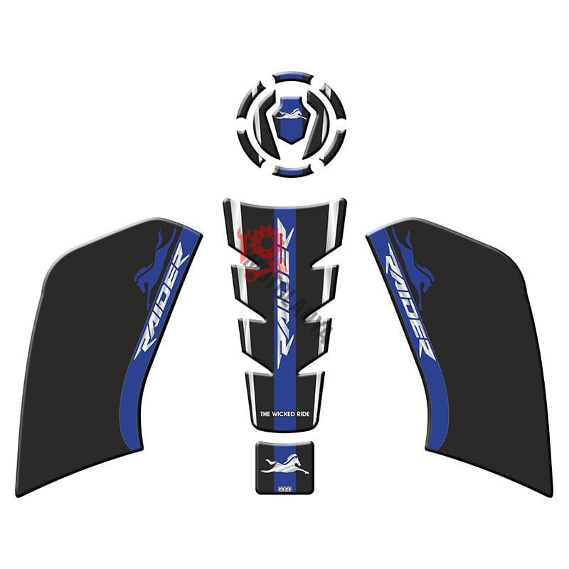 TVS RAIDER 125 2023 - 2024 UYUMLU TANK PAD SET ''MAVİ/SİYAH'' 007