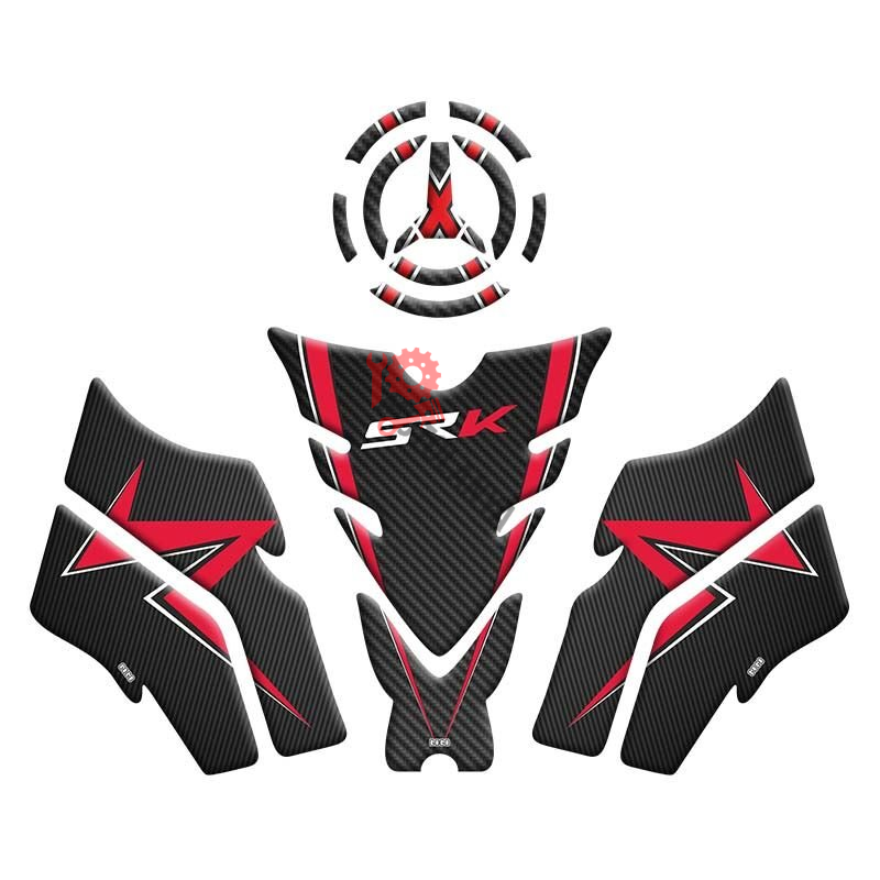 RKS SRK 125 S 2024 - 2025 UYUMLU TANK PAD SET ''SİYAH/KIRMIZI''
