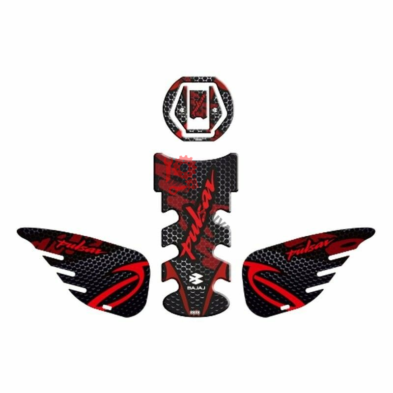 BAJAJ PULSAR 2014 - 2024 UYUMLU Tank Pad Set ''SİYAH/KIRMIZI DAMACANA'' 004