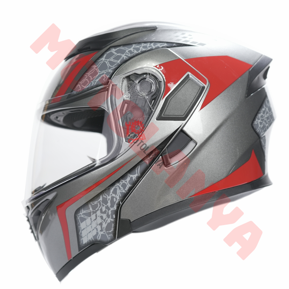 KC-ÇENE AÇILIR VİZÖRLÜ KASK [KC902] DESENLİ TİTANYUM GRİ [S]