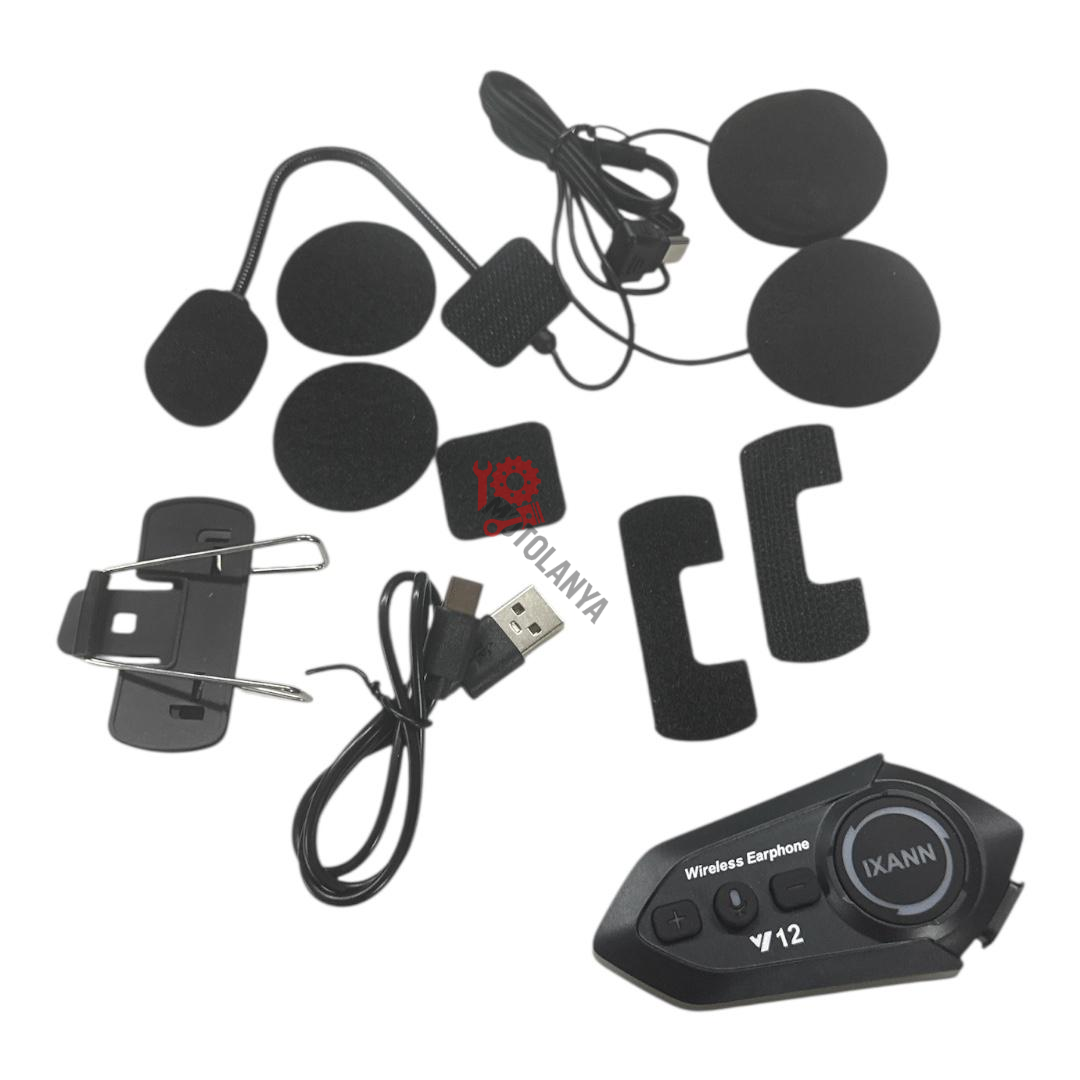 INTERCOM KASK KULAKLIĞI Y12 ''SİYAH'' BLUETOOTH KABLOSUZ- IXANN