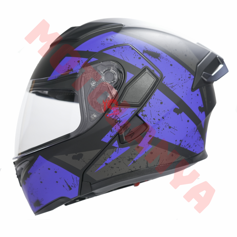 KC-ÇENE AÇILIR VİZÖRLÜ KASK [KC902B] SİYAH - MAVİ [S]