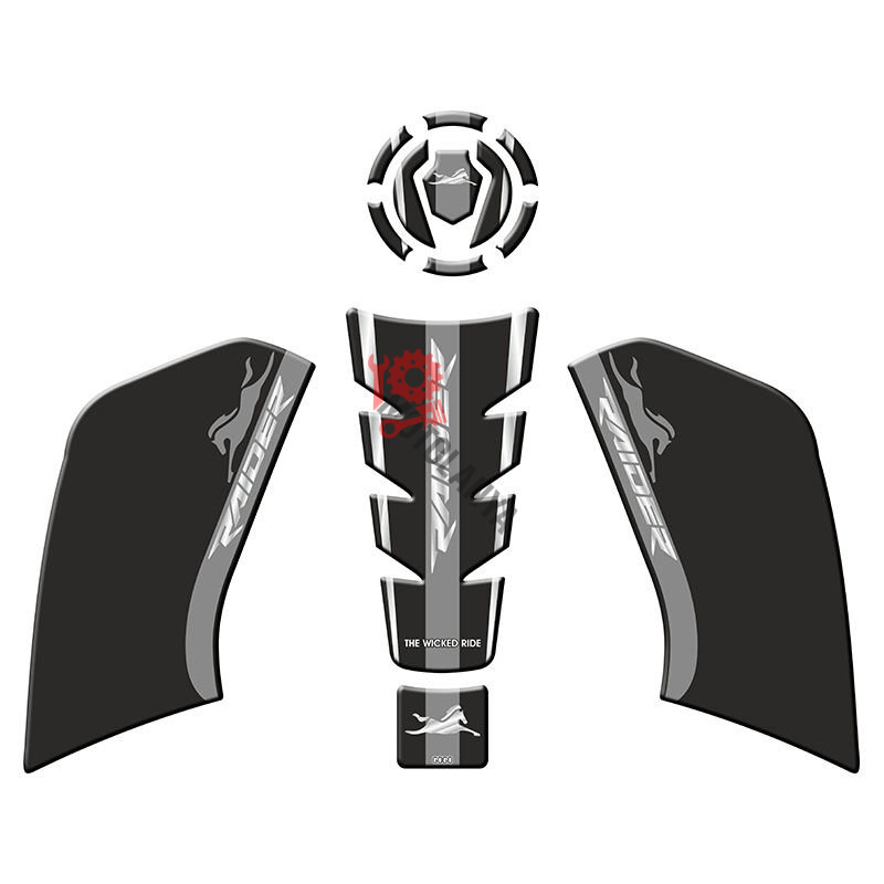 TVS RAIDER 125 2023 - 2024 UYUMLU TANK PAD SET ''GRİ/SİYAH'' 005