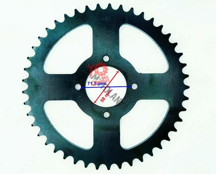 ATV ARKA DİŞLİ 520-42T İÇ 44 mm 4 DELİKLİ IND ÖM