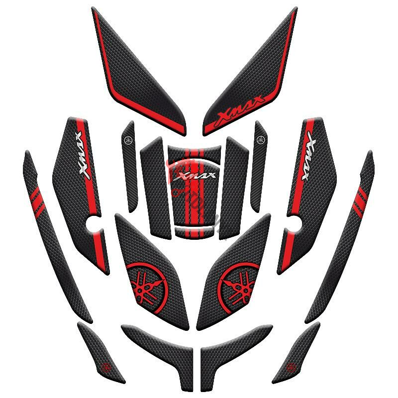 YAMAHA XMAX 2023 - 2024 UYUMLU Tank Pad Full Set ''KIRMIZI/SİYAH'' 006 ''19 PARÇA''